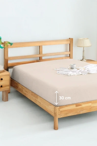 Upstyle Penye Lastikli Çarşaf Pamuklu Jersey Tek Kişilik 100x200cm Krem ürün görseli 1