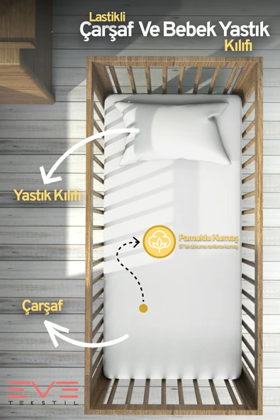 Bebek & Çocuk Antialerjik Pamuklu RanForce Lastikli Çarşaf ve Yastık Kılıfı Takımı ürün görseli 1