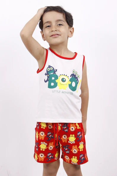 Toontoy Erkek Çocuk BOO! Baskılı Şortlu Takım ürün görseli 1