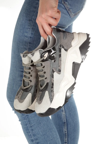 Leo Gri Leopar Sneaker Günlük Kadın Spor Ayakkabı ürün görseli 1
