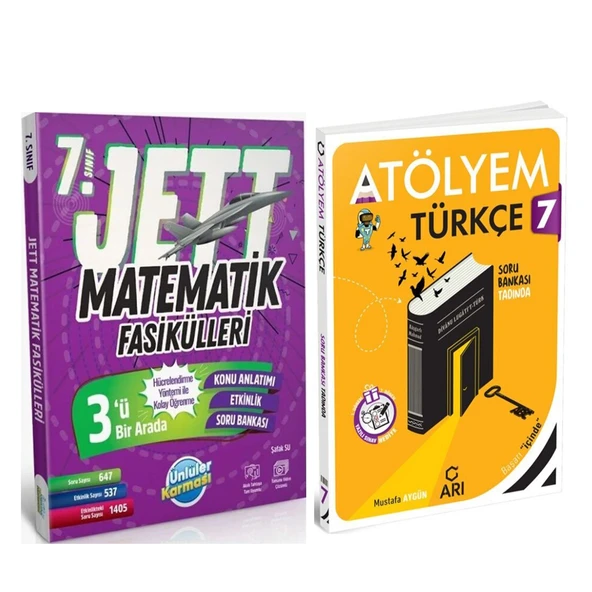 Ünlüler Yayınları 7. Sınıf Matematik JETT Soru Fasikülleri ve Arı Atölyem Seti 2 Kitap ürün görseli 1