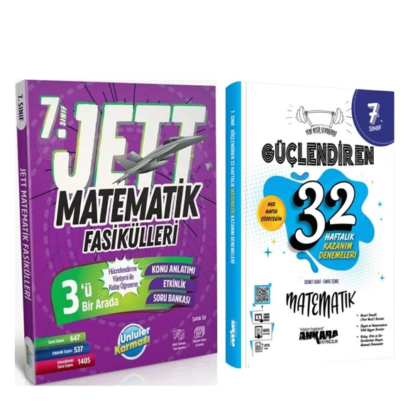Ünlüler Yayınları 7. Sınıf Matematik JETT Soru Fasikülleri ve Ankara Yayıncılık Deneme Seti 2 Kitap ürün görseli 1