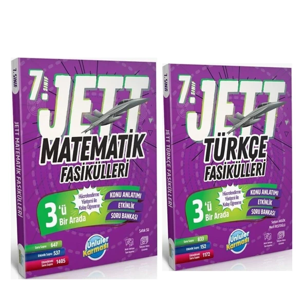Ünlüler Yayınları 7. Sınıf Türkçe ve Matematik JETT Soru Fasikülleri Seti 2 Kitap ürün görseli 1