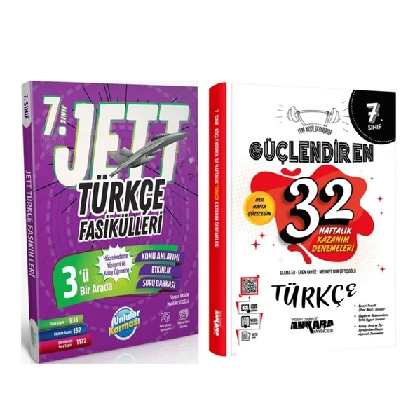 Ünlüler Yayınları 7. Sınıf Türkçe JETT Soru Fasikülleri ve Ankara Yayıncılık Deneme Seti 2 Kitap ürün görseli 1