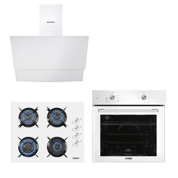 Kumtel Home Plus Beyaz Cam Ankastre Set ürün görseli 1