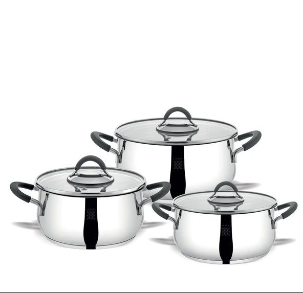 Serenk Modernist 6 Parça Çelik Tencere Seti, 18/10 Paslanmaz Çelik, 18-22-26 cm ürün görseli 1