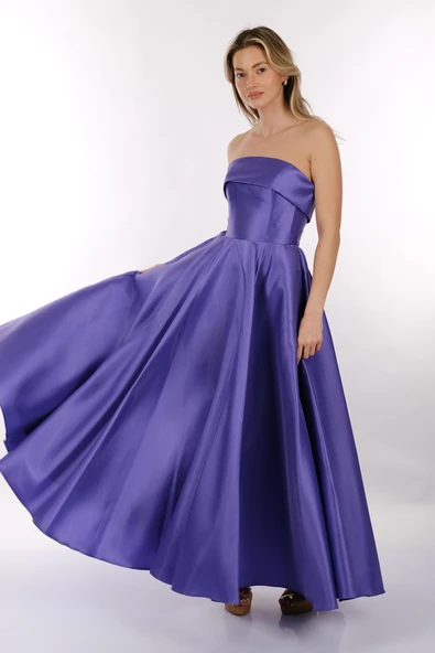 DORİDORCA Straplez Saten Maxi Boy Kadın Abiye 2246068 ürün görseli 1