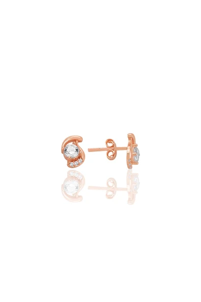 Gümüş rose zirkon taşlı göz modeli küpe SGTL12777ROSE ürün görseli 1