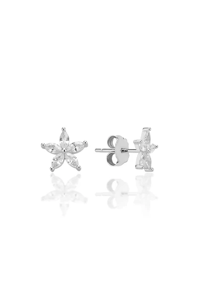 Gümüş rodyumlu markiz kesim zirkon taşlı lotus küpe SGTL12796RODAJ ürün görseli 1