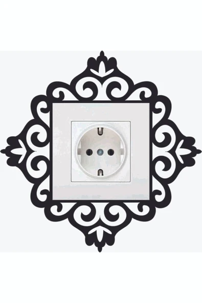 DDPEST Dekoratif Priz Kenarı Süsü Ahşap Sticker Siyah Tekli Burgulu Model-ls ürün görseli 1