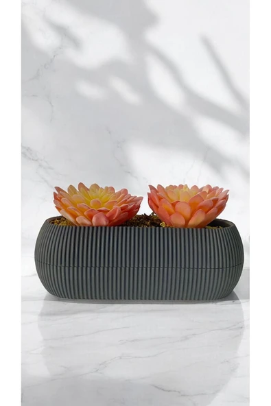 DDTREND Yapay Kaktüs Sempervivum Tomentosum Sukulent Gri Saksılı Pembe Renk 11 cm. ürün görseli 1