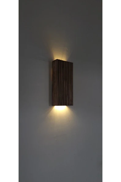 DDTREND Dekoratif Ahşap Ledli Pilli Aplik 20x10 Cm Duvar Balkon Antre Aksesuarı Otel Cafe Villa Bohem ürün görseli 1