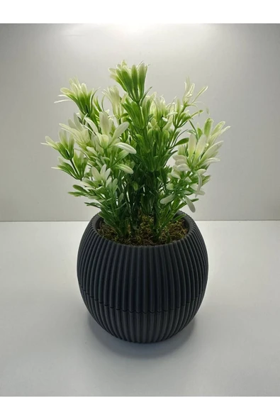 DDTREND Mini Saksıda Afrika Zambağı Yapay Bitki Gerçek Taş Yosunlu 18 Cm Dekoratif Banyo Mutfak Masa Çiçeği ürün görseli 1