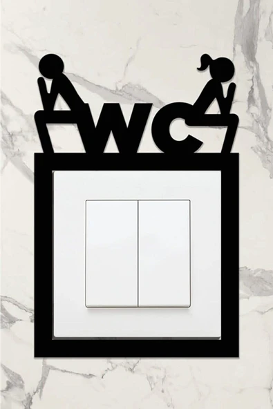 DDTREND Dekoratif Sticker Wc Tuvalet Priz Kenarı Süsü Mdf Ahşap Siyah Renk ürün görseli 1