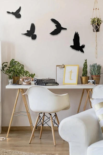 DDTREND Dekoratif Modern Dörtlü Kuş Duvar Süsü ürün görseli 1