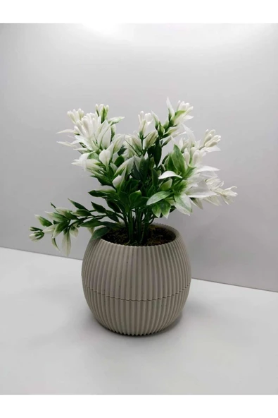 DDTREND Mini Saksıda Yeşil Beyaz Yapay Bitki Garnitür Taş Yosunlu 17 Cm Dekoratif Banyo Mutfak Masa Çiçeği ürün görseli 1