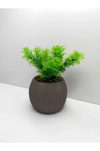 DDPEST Vizon Oval Saksı Çim Yeşili Yapay Çiçek Bitki Gerçek Taş Yosunlu Banyo Mutfak Masa Çiçeği No:1-DS ürün görseli 1