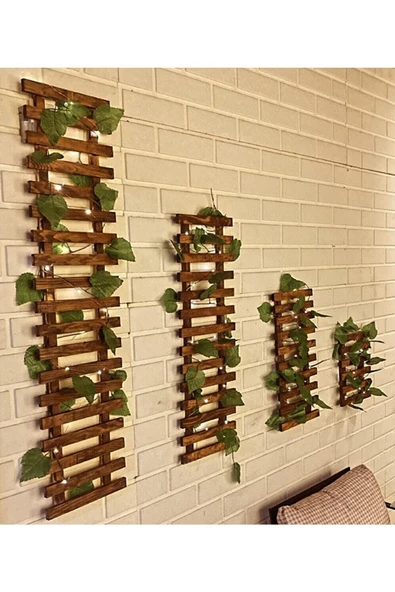 DDTREND Dekoratif Peri Ledli Sarmaşıklı Ahşap Stand Dikey Bahçe Çiçeklik 4 Parça Takım (piller Dahil) ürün görseli 1