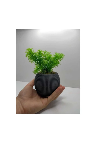 DDPEST B.Gri No:1 Saksı Çim Yeşili Yapay Bitki Garnitür Taş Yosunlu 17 Cm Dekoratif Mutfak Masa Çiçeği-B ürün görseli 1