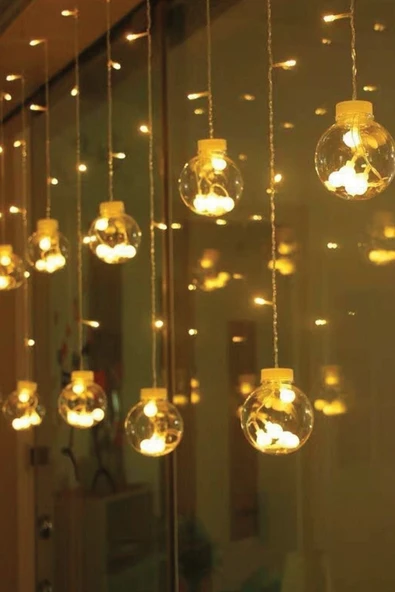 DDTREND Dekoratif Işıklı Top Perde Led Fişli 8 Fonksiyonlu Günışığı Dilek Topu Ampul ürün görseli 1