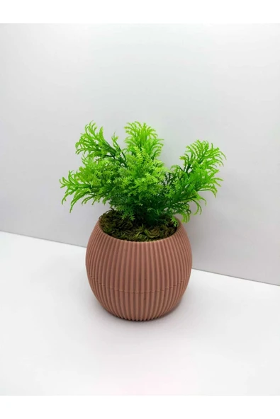 DDTREND Mini Pembe Saksıda Çim Yeşili Yapay Bitki Garnitür Taş Yosunlu Dekoratif Banyo Mutfak Masa Çiçeği ürün görseli 1