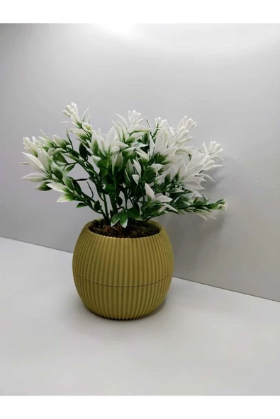 DDTREND Mini Saksıda Yeşil Beyaz Yapay Bitki Garnitür Taş Yosunlu 17 Cm Dekoratif Banyo Mutfak Masa Çiçeği ürün görseli 1