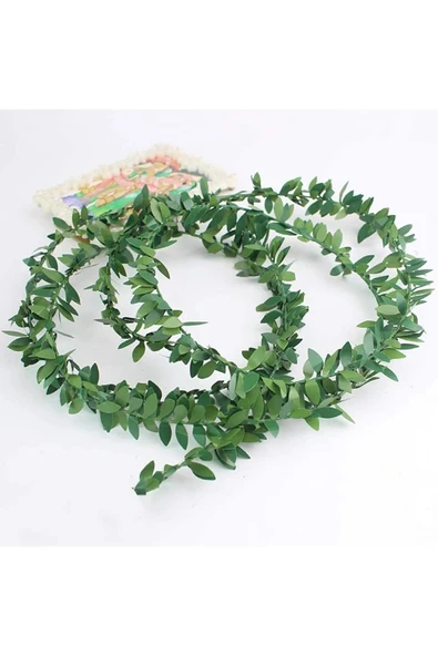 DDTREND 2 Metre Telli Taç Sarmaşık Minik Yaprak ( 1 Cm ) Şerit Yapay Çiçek Doğalgaz Borusu Süsü ürün görseli 1