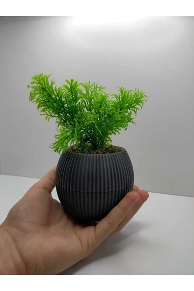 DDTREND Mini Saksıda Çim Yeşili Yapay Bitki Garnitür Taş Yosunlu 17 Cm Dekoratif Banyo Mutfak Masa Çiçeği ürün görseli 1