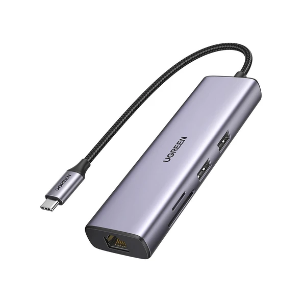 UGREEN 90568 7 in 1 1000Mbps Gigabit Ethernet HDMI Kart Okuyucu USB Çoklayıcı Hub Adaptör ürün görseli 1