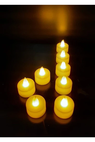 DDTREND 8 Adet Led Mum Tealight Kokusuz Sarı Sabit Işıklı Piller Dahil Parti Yılbaşı Süs Hediye ürün görseli 1