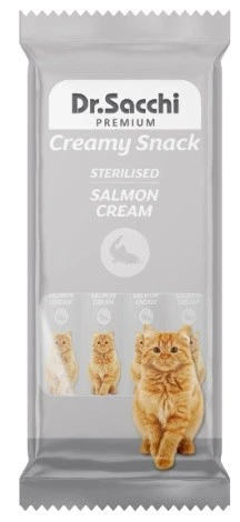 Dr.Sacchi Creamy Sıvı Kısırlaştırılmış  Somonlu Kedi Ödülü 4 Lü ürün görseli 1