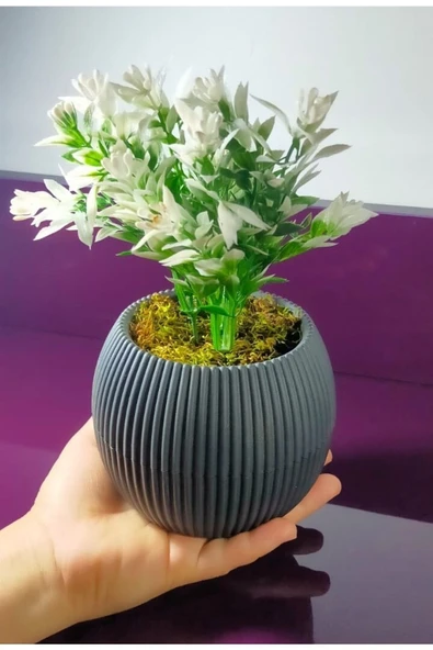 DDPEST No:2 Saksıda Yeşil Beyaz Yapay Bitki Garnitür Taş Yosunlu 20 Cm Banyo Mutfak Masa Çiçeği 3 Dal-lw ürün görseli 1