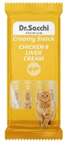 Dr.Sacchi Creamy Sıvı Tavuklu Ciğerli Kedi Ödülü 4 Lü ürün görseli 1