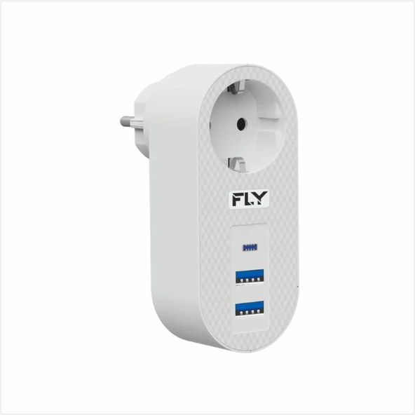 FLY-3400-01 Akım Korumalı 1 li Priz 2-Usba 1-C Soket 2.1A 10A 2500W ürün görseli 1