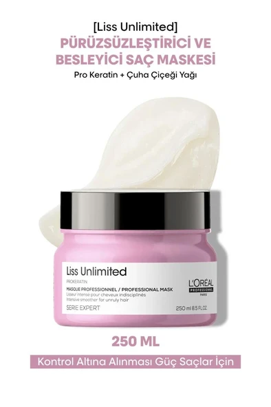 Loreal Professionnel Serie Expert Liss Unlimited Yumuşaklık Veren Maske 250 ml ürün görseli 1