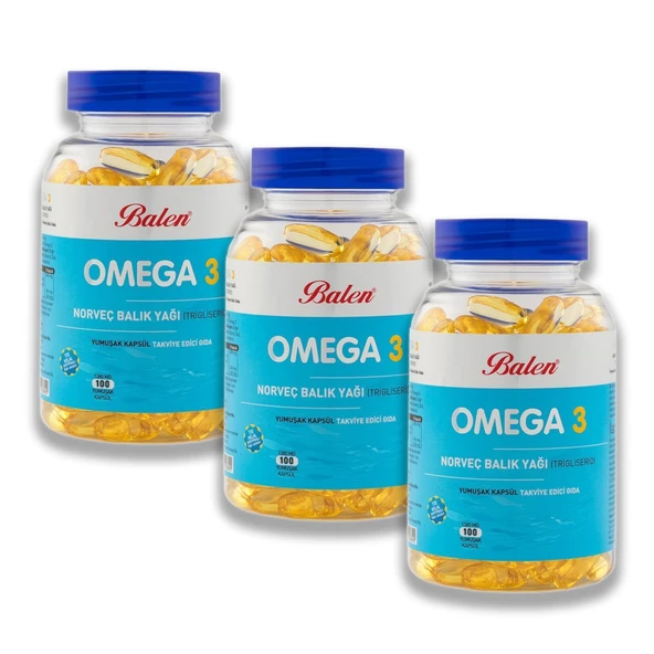 Balen Omega 3 Norveç Balık Yağı 1380 mg 100 Kapsül 3'lü ürün görseli 1