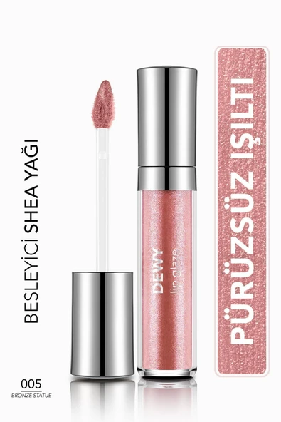 FLORMAR Besleyici Dudak Parlatıcısı - Dewy Lip Glaze - 005 Bronze Statue-8682536068093 ürün görseli 1