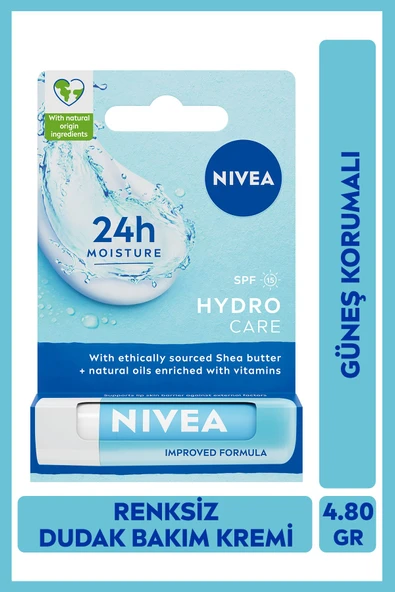 NIVEA Hydro Care Dudak Bakım Kremi 4.8gr, Gün Boyu Nemlendirici Ve Koruyucu, Spf15, Doğal Yağlar Içerir ürün görseli 1