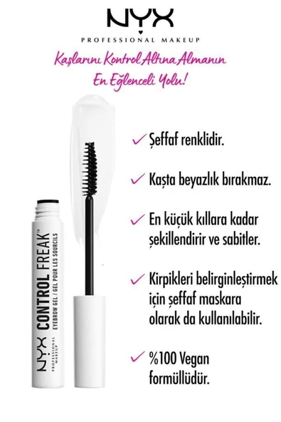 NYX PROFESSİONAL MAKEUP Kaş Sabitleme Jeli - Control Freak Eyebrow Gel Clear 800897824884 ürün görseli 1