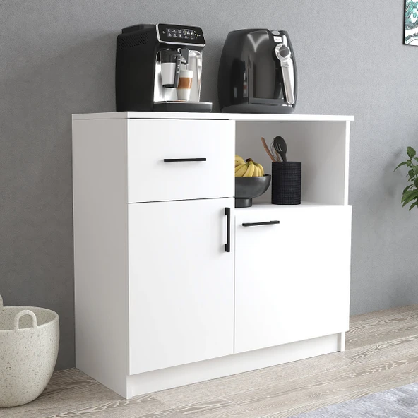 Tanmob MTD0301 İnci 90 cm Kapaklı Çekmeceli Alt Mutfak Dolabı Beyaz ürün görseli 1