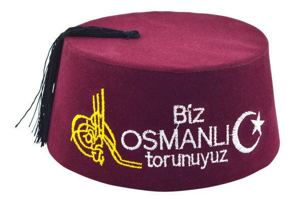 Biz Osmanlı Torunuyuz Yazılı Püsküllü Erkek Fesi 8,5cm Kısa ürün görseli 1