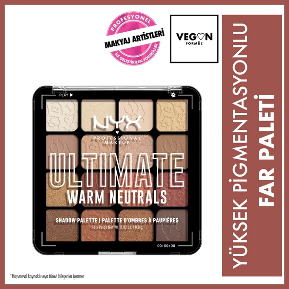 NYX PROFESSİONAL MAKEUP Göz Farı Paleti - Ultimate Shadow Pallette Warm Neutrals 800897017644 ürün görseli 1