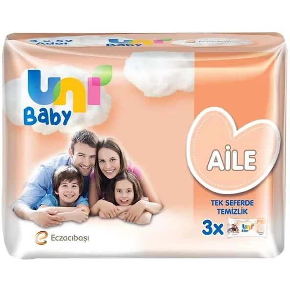 Uni Baby Islak Havlu Mendil 52 Yaprak Aile (3 Lü Pk) 156 Yaprak ürün görseli 1