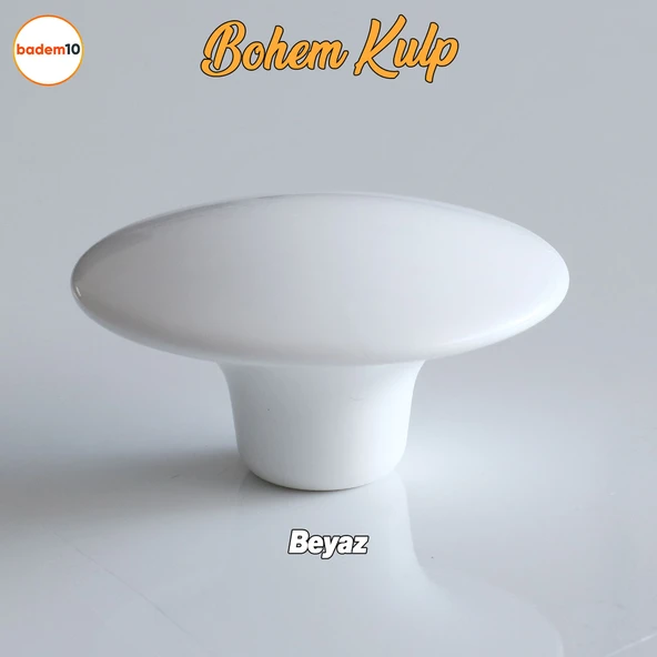 Bohem Plastik Dış Bükey Kulp BEYAZ Renk Mobilya Mutfak Dolap Dolabı Çekmece Kulpu Kulbu ürün görseli 1