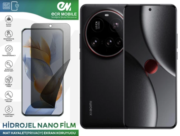 Xiaomi 15 Ultra Uyumlu Hidrojel Nano Ekran Koruyucu Film HAYALET(Privacy)Tempered Cam Değildir ürün görseli 1