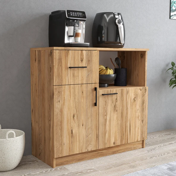 Tanmob MTD0302 İnci 90 cm Kapaklı Çekmeceli Alt Mutfak Dolabı Çam ürün görseli 1
