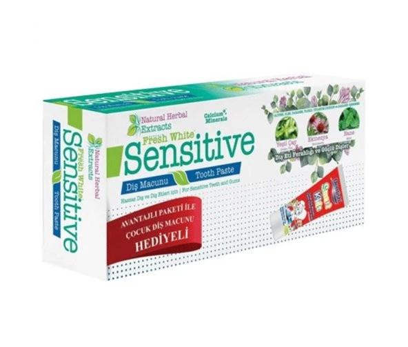 FRESH WHİTE SENSİTİVE YEŞİL ÇAY EKİNEZYA NANE 75ML +SMART KİDS DİŞ MACUNU HEDİYELİ ürün görseli 1