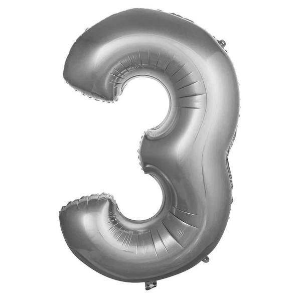 Folyo Balon 76cm Rakam Gümüş "3" ürün görseli 1