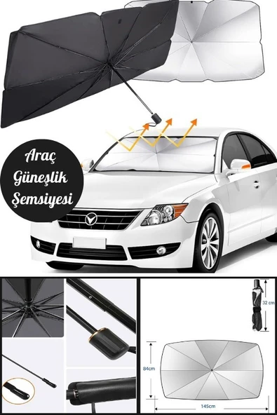 Tüm Binek Araçlar İçin Güneşlik Gölgelik Ön Cam Şemsiyesi Oto Araç İçi  Güneşlik Perde ürün görseli 1
