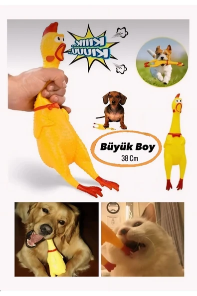 Sesli Horoz Eğlenceli Köpek ve Kediler İçin Sesli Öten Zararsız Horoz Oyuncak 38 Cm Ses Çıkartan ürün görseli 1